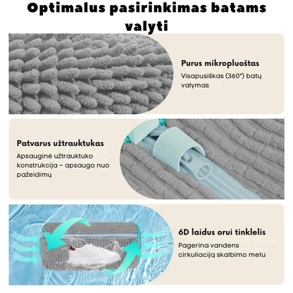 Batų skalbimo maišas su minkštu mikropluoštu