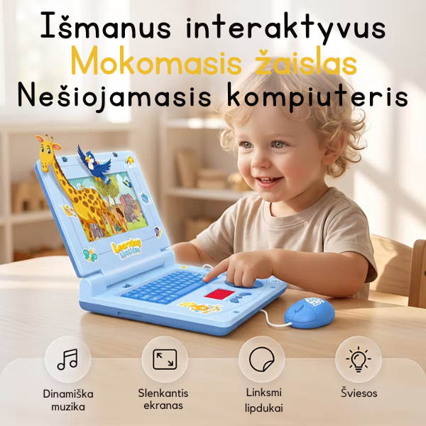 Interaktyvus edukacinis žaislinis nešiojamas kompiuteris