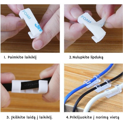 Kabelių laikikliai laidų tvarkymui (20 vnt.)