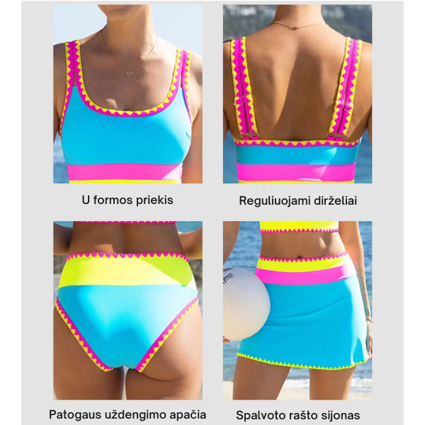 Trijų dalių moteriškas bikini komplektas