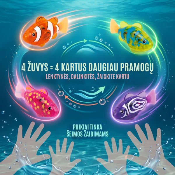 LED plaukiojančios žuvytės voniai – 4 vnt.