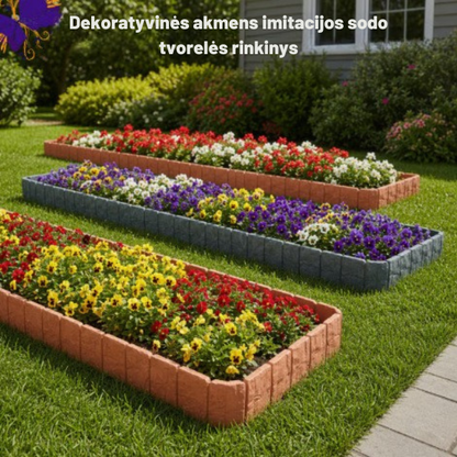 Dekoratyvinės akmens imitacijos sodo tvorelės rinkinys
