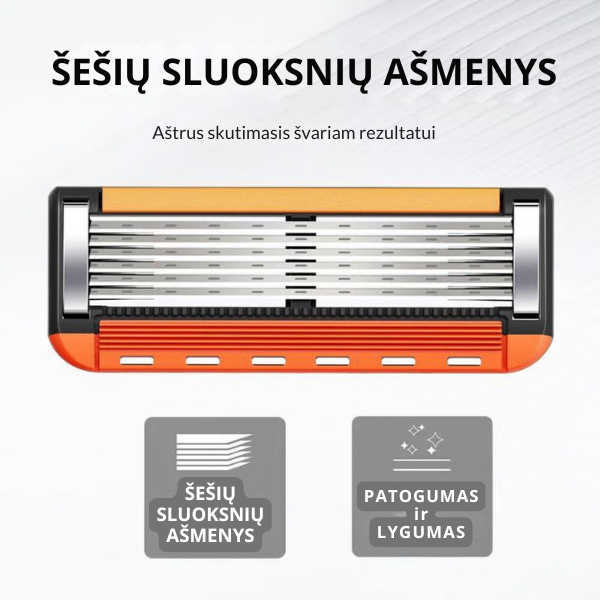 Keičiamų skutimosi peiliukų rinkinys + rankena dovanų
