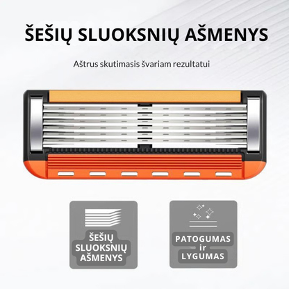 Keičiamų skutimosi peiliukų rinkinys + rankena dovanų