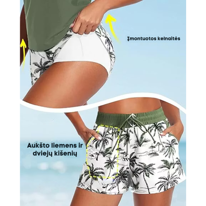 3 dalių maudymosi kostiumėlis su šortais ir laisva palaidine