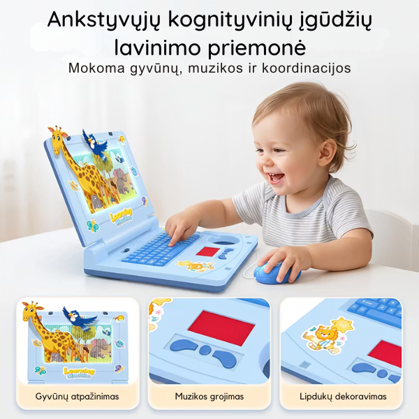Interaktyvus edukacinis žaislinis nešiojamas kompiuteris