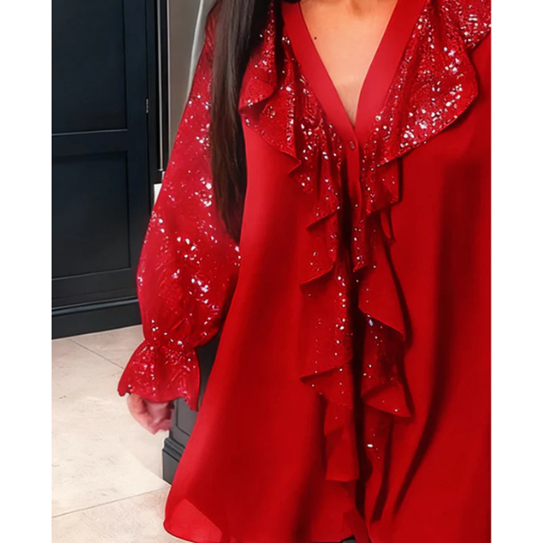 Blizgi laisvo stiliaus palaidinė su plačiomis rankovėmis